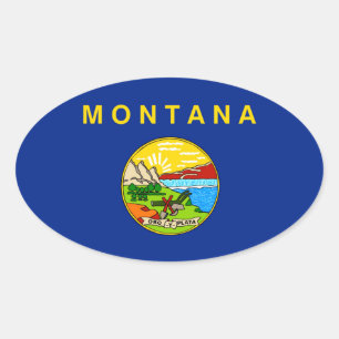 Vlaggenontwerp van de staat Montana Ovale Sticker