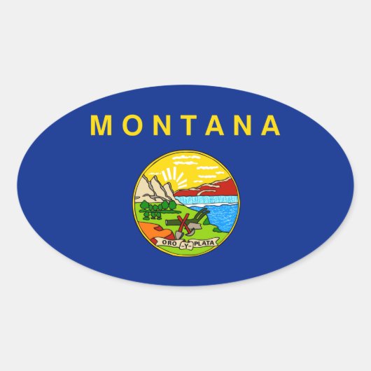 Vlaggenontwerp van de staat Montana Ovale Sticker (Voorkant)