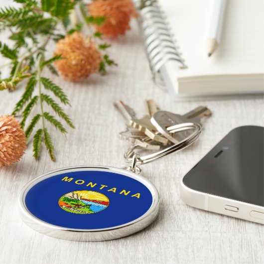 Vlaggenontwerp van de staat Montana Sleutelhanger (Zijkant)