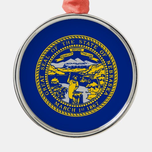Vlaggenontwerp van de staat Nebraska Metalen Ornament (Voorkant)