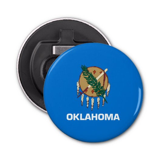 Vlaggenontwerp van de staat Oklahoma Button Flesopener (Voorkant)