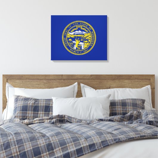 Vlaggenontwerpdecor van de staat Nebraska Canvas Afdruk (Insitu (Slaapkamer))