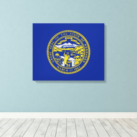 Vlaggenontwerpdecor van de staat Nebraska Canvas Afdruk (Insitu (Houten vloer))