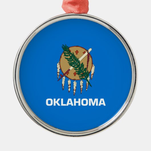 Vlaggenontwerpdecor van de staat Oklahoma Metalen Ornament (Voorkant)