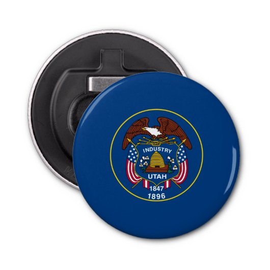 Vlaggenontwerpdecor van de Utah-staat Button Flesopener (Voorkant)