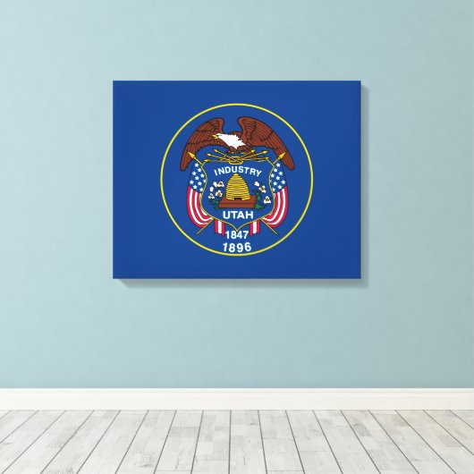 Vlaggenontwerpdecor voor Utah State Canvas Afdruk (Insitu (Houten vloer))