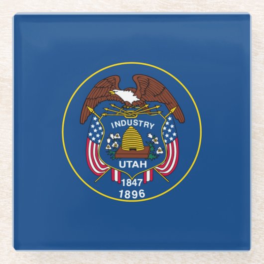 Vlaggenontwerpdecor voor Utah State Glazen Onderzetter (Voorkant)