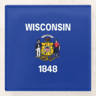 Vlaggenontwerpdecor voor Wisconsin-staat Glazen Onderzetter
