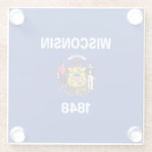 Vlaggenontwerpdecor voor Wisconsin-staat Glazen Onderzetter (Achterkant)