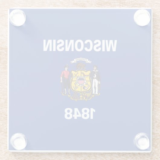 Vlaggenontwerpdecor voor Wisconsin-staat Glazen Onderzetter (Achterkant)