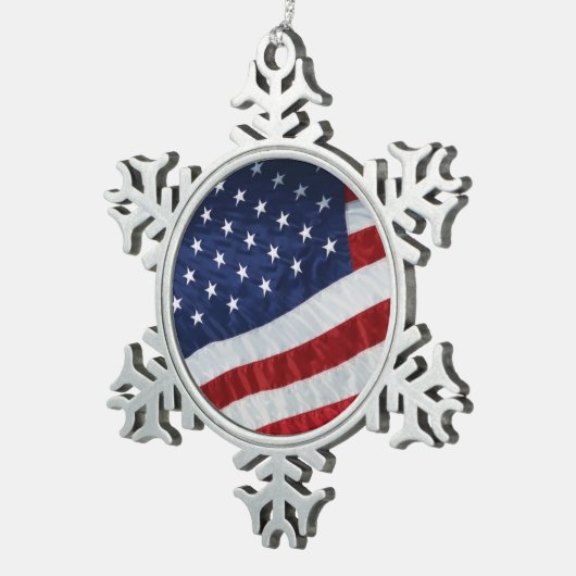 VlaggenOrnament Verenigde Staten Tin Sneeuwvlok Ornament (Rechts)