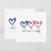 Vlaggenpatriottische harten 4 juli Sweet Land o Bedankkaart (Voorkant / Achterkant)