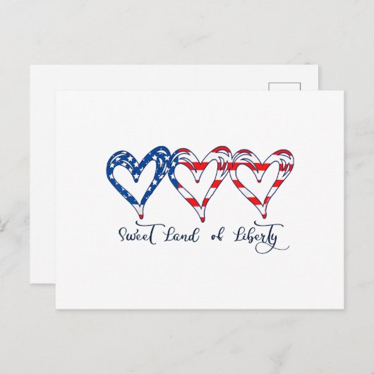 Vlaggenpatriottische harten 4 juli Sweet Land o Briefkaart (Voorkant / Achterkant)