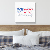 Vlaggenpatriottische harten 4 juli Sweet Land o Canvas Afdruk (Insitu (Slaapkamer))