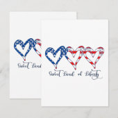 Vlaggenpatriottische harten 4 juli Sweet Land o Informatiekaartje (Voorkant / Achterkant)