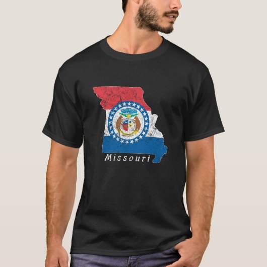 Vlaggenpatriottische staat Missouri Shaped T-shirt (Voorkant)
