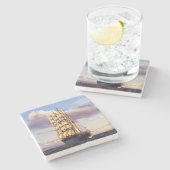 Vlaggenschip dat vaart op zee stenen onderzetter (Zijkant)