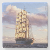 Vlaggenschip dat vaart op zee stenen onderzetter (Voorkant)