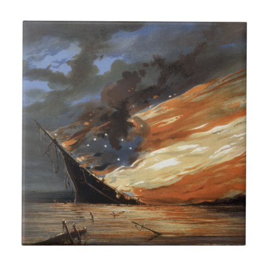 Vlaggenschip van de opstandige Burgeroorlog in bra Tegeltje (Voorkant)