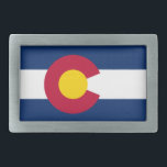 Vlaggenstaat Colorado Belt Buckle Gesp<br><div class="desc">De vlag van de staat Colorado is een van de vette en feldere vlaggen in de unie,  met de gouden zon omgeven in het rode blok "C" op een gebied van blauwe en witte strepen. Het maakt een prachtig afbeelding van de riem.</div>