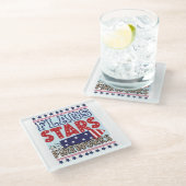 Vlaggensterren & Fireworks Patriottic US Independe Glazen Onderzetter (Schuin)