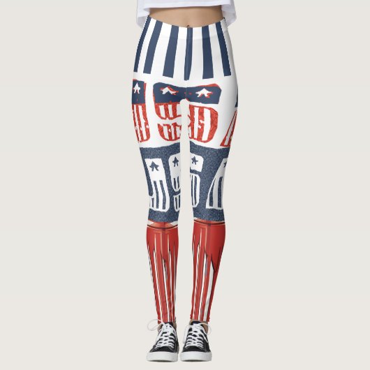 Vlaggenstijl "USA" Patroon Leggings voor 4 juli (Voorkant)