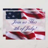 Vlaggenuitnodigingen van 4 juli kaart (Voorkant / Achterkant)