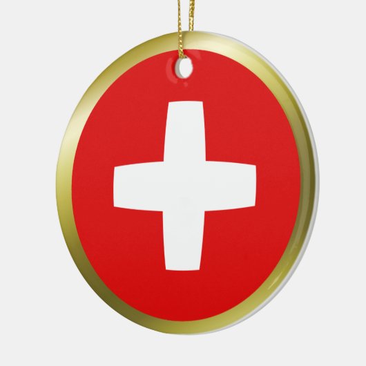 Vlaggenversiering Zwitserland Keramisch Ornament (Links)