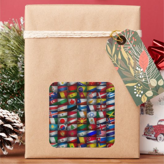 Vlaggenvlag collectie vierkante sticker (Feestdagen)