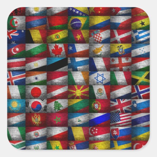 Vlaggenvlag collectie vierkante sticker (Voorkant)