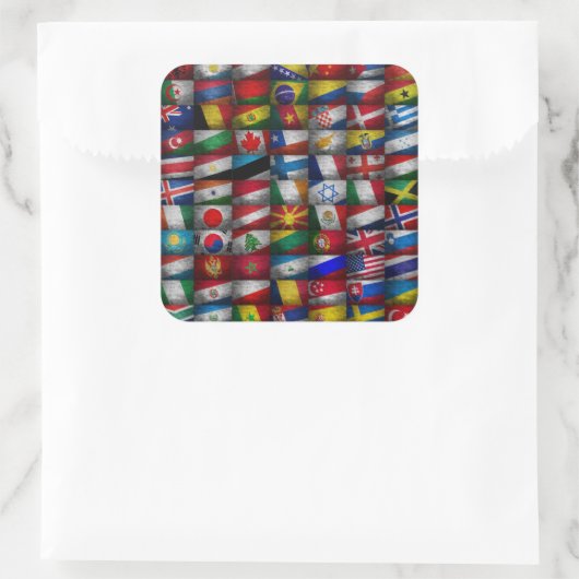 Vlaggenvlag collectie vierkante sticker (Tas)
