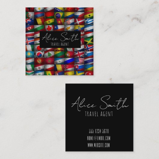 Vlaggenvlag collectie vierkante visitekaartje (Voorkant / Achterkant)