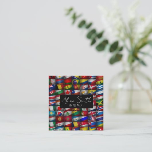 Vlaggenvlag collectie vierkante visitekaartje (Staand voorkant)