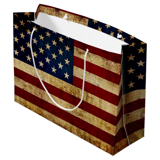 Vlaggenvlag (VS/Grunged) Large Cadeautasje (Achterkant Gekanteld)