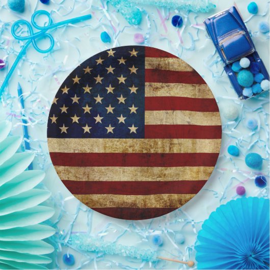Vlaggenvlag (VS/Grunged) Papieren Bordje (Feest)