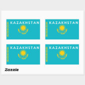 vlaggestaat van kazachstan - naam rechthoekige sticker (Vel)