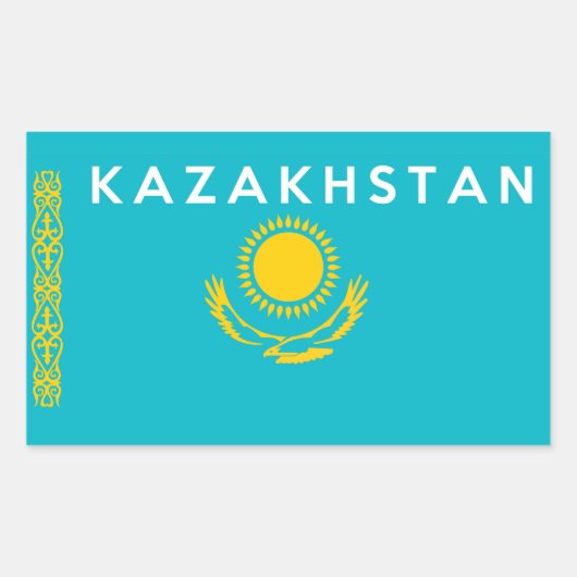 vlaggestaat van kazachstan - naam rechthoekige sticker (Voorkant)