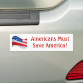 Vlaggolf, Amerikanen moeten Amerika redden! Bumpersticker (Op auto)