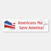 Vlaggolf, Amerikanen moeten Amerika redden! Bumpersticker (Voorkant)
