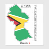 Vlagkaart van Guyana Sticker (Vel)