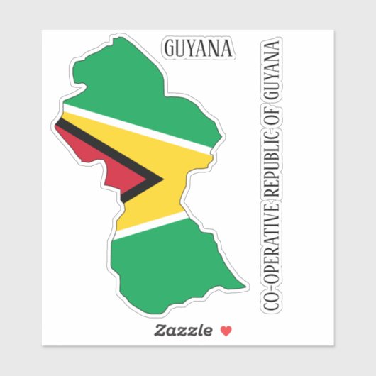 Vlagkaart van Guyana Sticker (Vel)