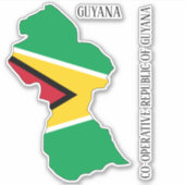 Vlagkaart van Guyana Sticker (Voorkant)