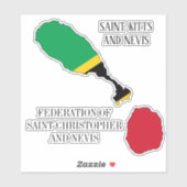 Vlagkaart van Saint Kitts en Nevis Sticker (Vel)