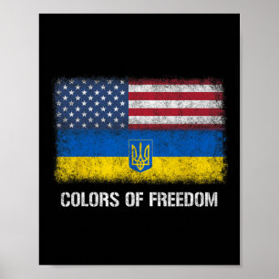 Vlagkleuren van de Vrije Oekraïense Amerikanen in  Poster