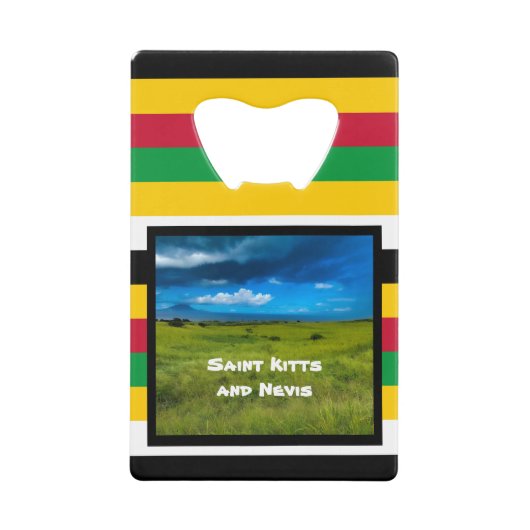 Vlagkleuren van St. Kitts Creditkaart Flessenopener (Voorkant)