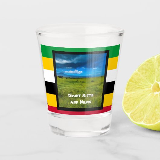 Vlagkleuren van St. Kitts Shot Glas (Voorkant)