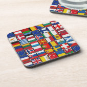 Vlagkwadraten op vierkante kurk Onderzetters (set (Linkerzijde)