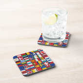 Vlagkwadraten op vierkante kurk Onderzetters (set (Rechterzijde)
