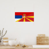 vlagland van servië - macedonië - halve symbool poster (Keuken)