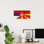 vlagland van servië - macedonië - halve symbool poster (Thuiskantoor)